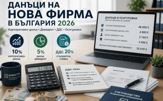 Какви данъци плаща нова фирма в България – корпоративен данък, дивидент и ДДС през 2026