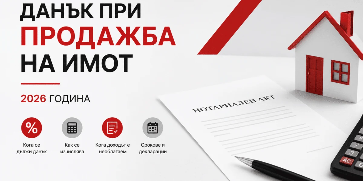 Данък при продажба на имот от физическо лице през 2026 година